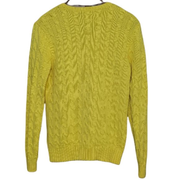 Polo Ralph Lauren Yellow Cable Knit Long Sleeve Sweater - Yellow - Large - Picture 7 of 15